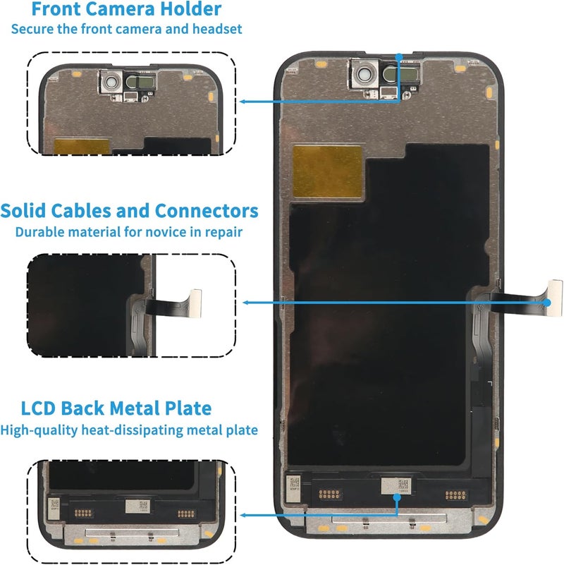Ayake Store for iPhone 15 Pro Screen Replacement, 6.1 inch FHD LCD Display and Touch Digitizer Screen, True Tone Programmable, Face ID Remains (for A2848, A3101, A3102, A3104) - Image 2